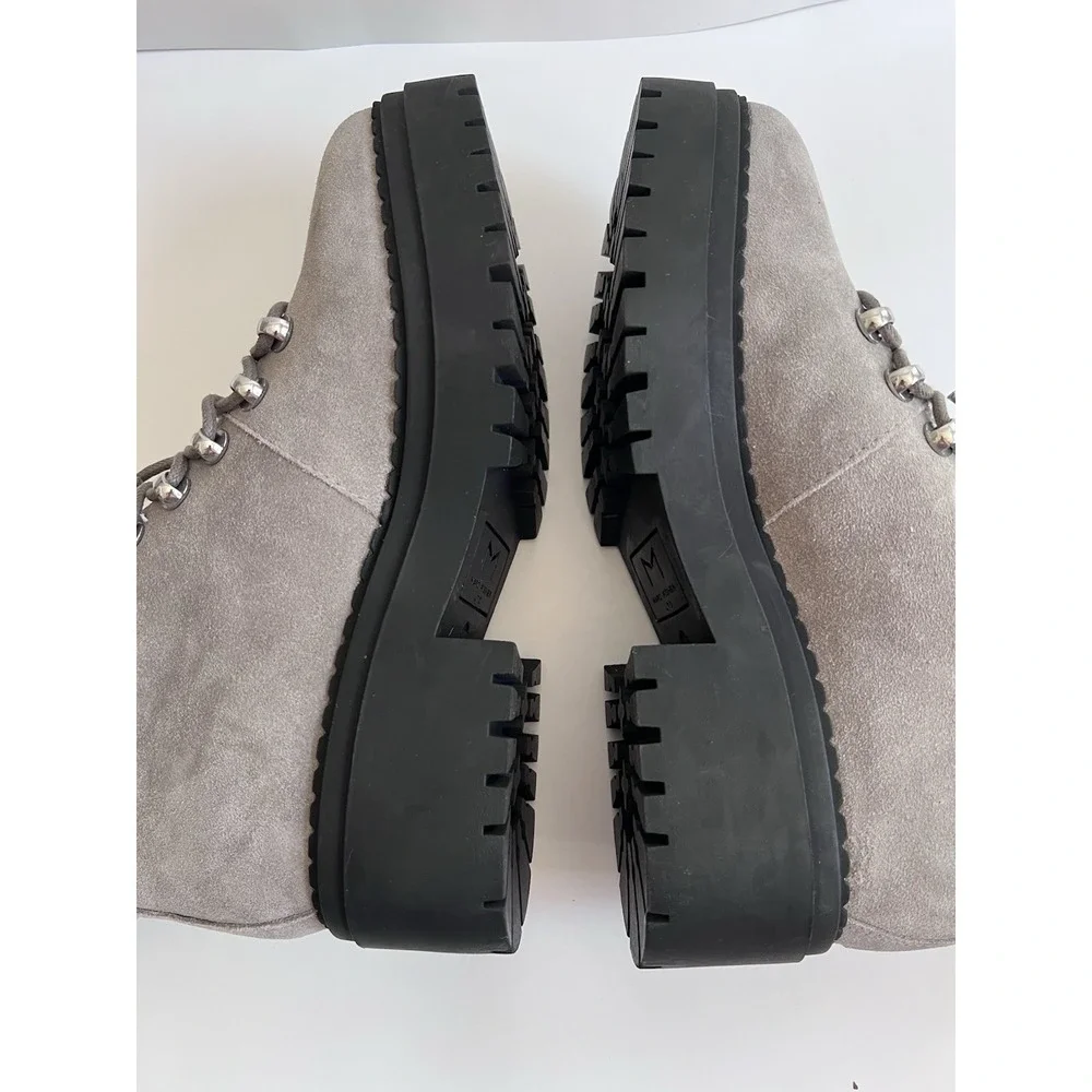Marc Fisher MLNairy Grey Suede Shearling Ankle Boot‎ SZ 8M Biker Lugg Wool $250 - Picture 13 of 16